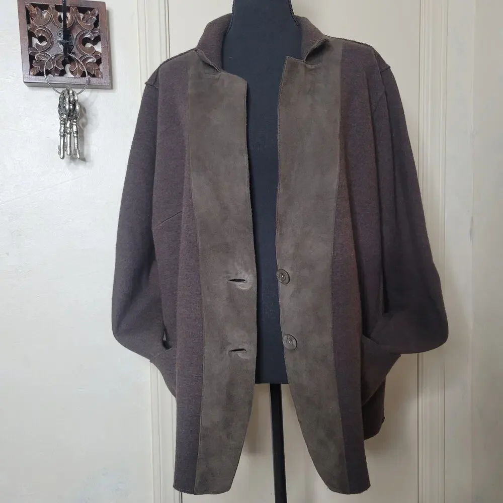 EILEEN FISHER Women Lamb Suede Merino Wool Felted Knit Blazer Jacket Shacket✨️2X
